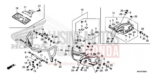 FRONT SIDE PIPE/SKID PLATE CRF1000DJ de 2018